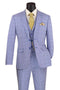 Cheap priced Suit- Men's Slim Fit Vested Glen Plaid Summer Business Sky Blue Suit