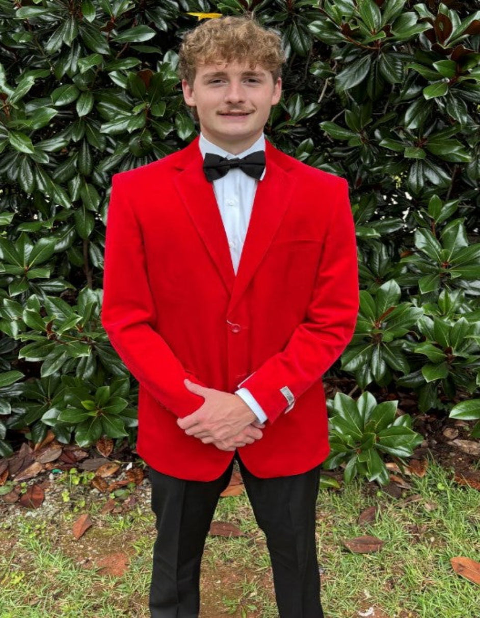 Mens Red Velvet Slim Fit Fashion Jacket - Coat Size 38