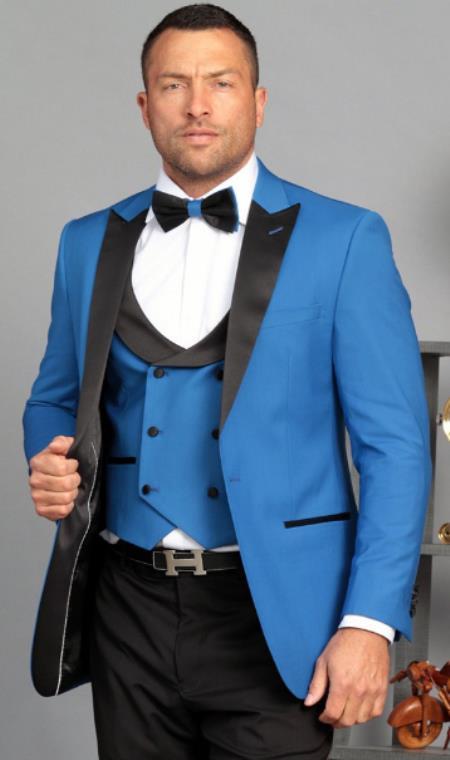 Ultra Slim Fit Prom 2026 Tuxedos - Royal Prom 2026 Suits With Double Breasted Vest - Homecoming Suit