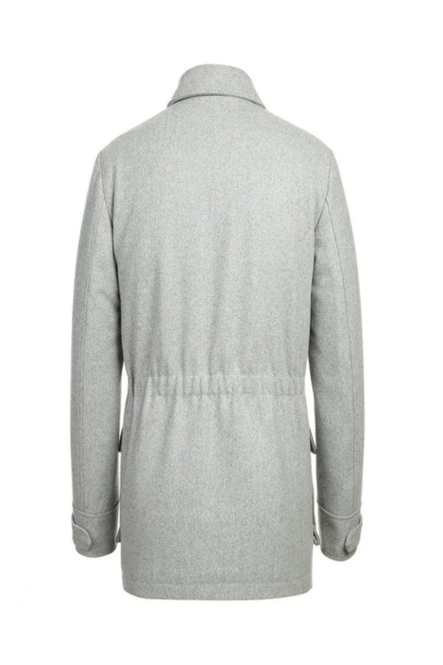 Gray Slim Fit Wool Blend Short Coat
