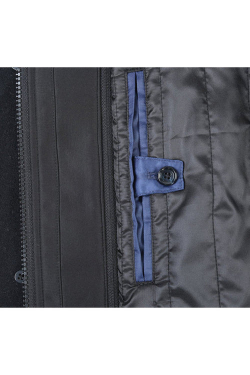 Black Slim Fit Wool Blend Short Coat with Detachable Full Zipper