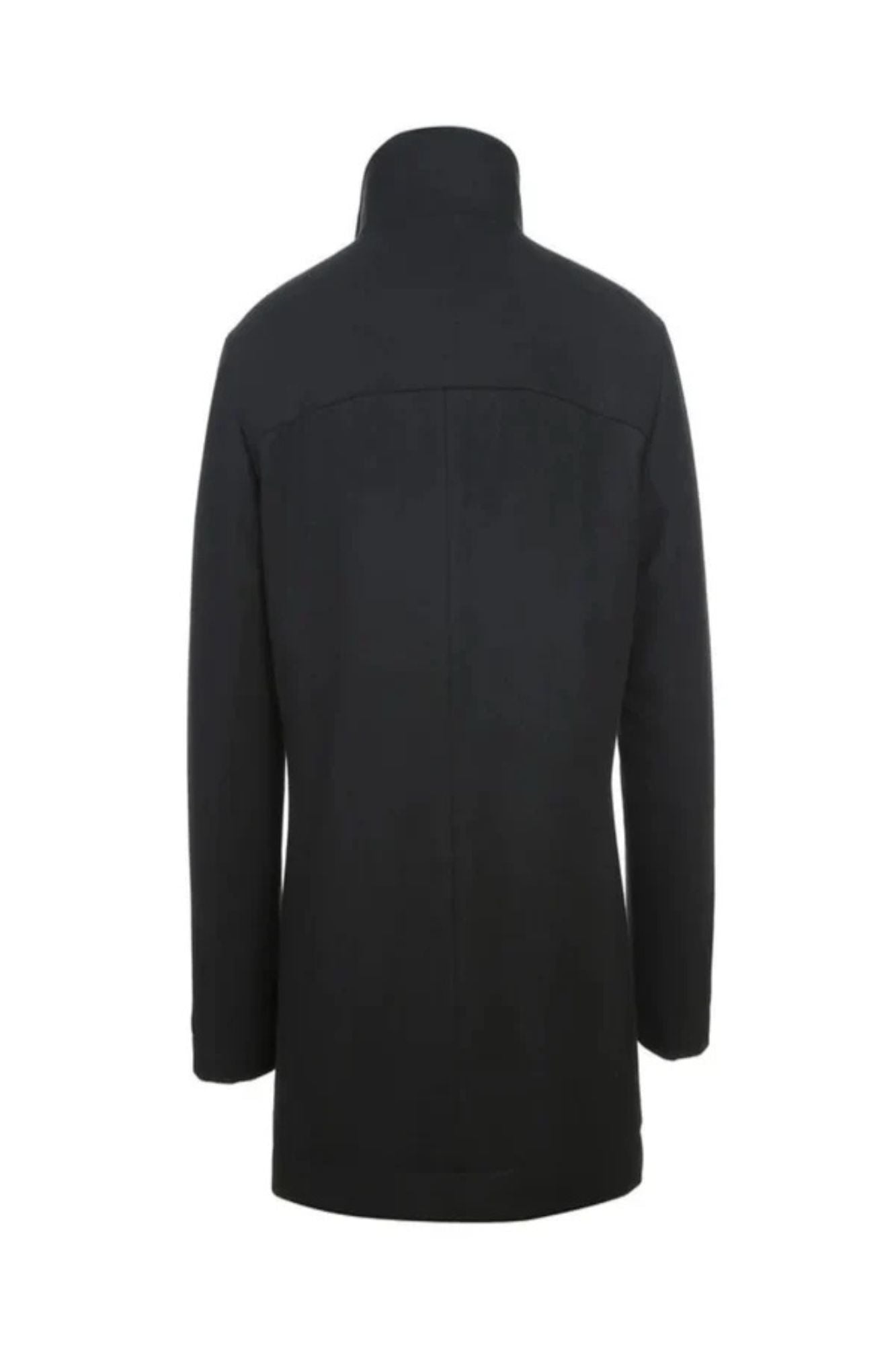 Black Slim Fit Wool Blend Short Coat with Detachable Full Zipper - Coat Size 38