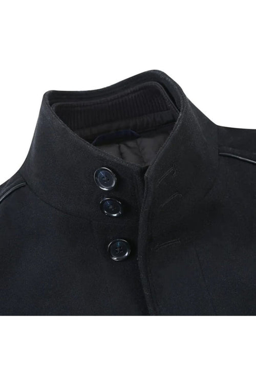 Black Slim Fit Wool Blend Short Coat with Detachable Full Zipper