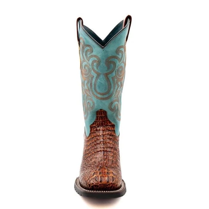 Ferinni Boot - Mens Dress Cowboy Boot - Ferrini Stampede Men's Print Crocodile Boots Handcrafted Sport Rust in Rust Color - 8D