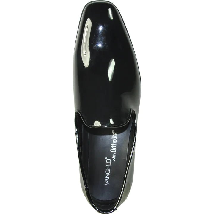 MENS CLASSIC PLAIN TOE SLIP ON PATENT LOAFER SHOE IN BLACK - 6.5M