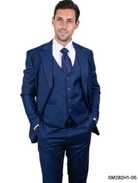 Stacy Adams Suit Hybrid Fit Suit Royal Indigo - 38 Short Jacket+32 Waist Adjustable 28to34)(Height: 5 4 to5 7 )(Neck 15-16.5)S-M)