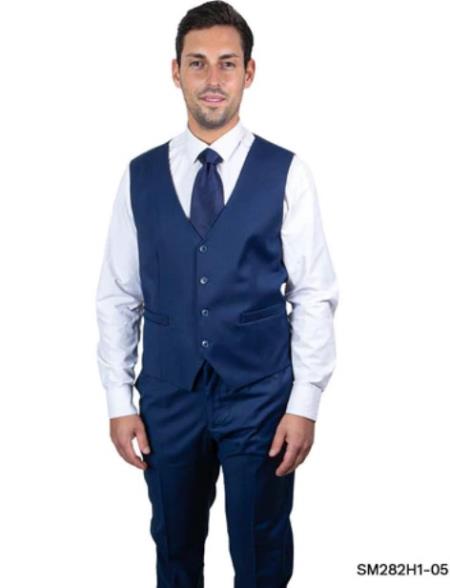 Stacy Adams Suit Hybrid Fit Suit Royal Indigo - 38 Short Jacket+32 Waist Adjustable 28to34)(Height: 5 4 to5 7 )(Neck 15-16.5)S-M)