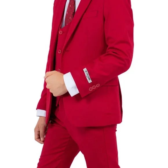 Exclusive Stacy Adams 5pc Boys Suit Slim-Fit, Red - Boy Size : 4 (Weight 38 to 49)
