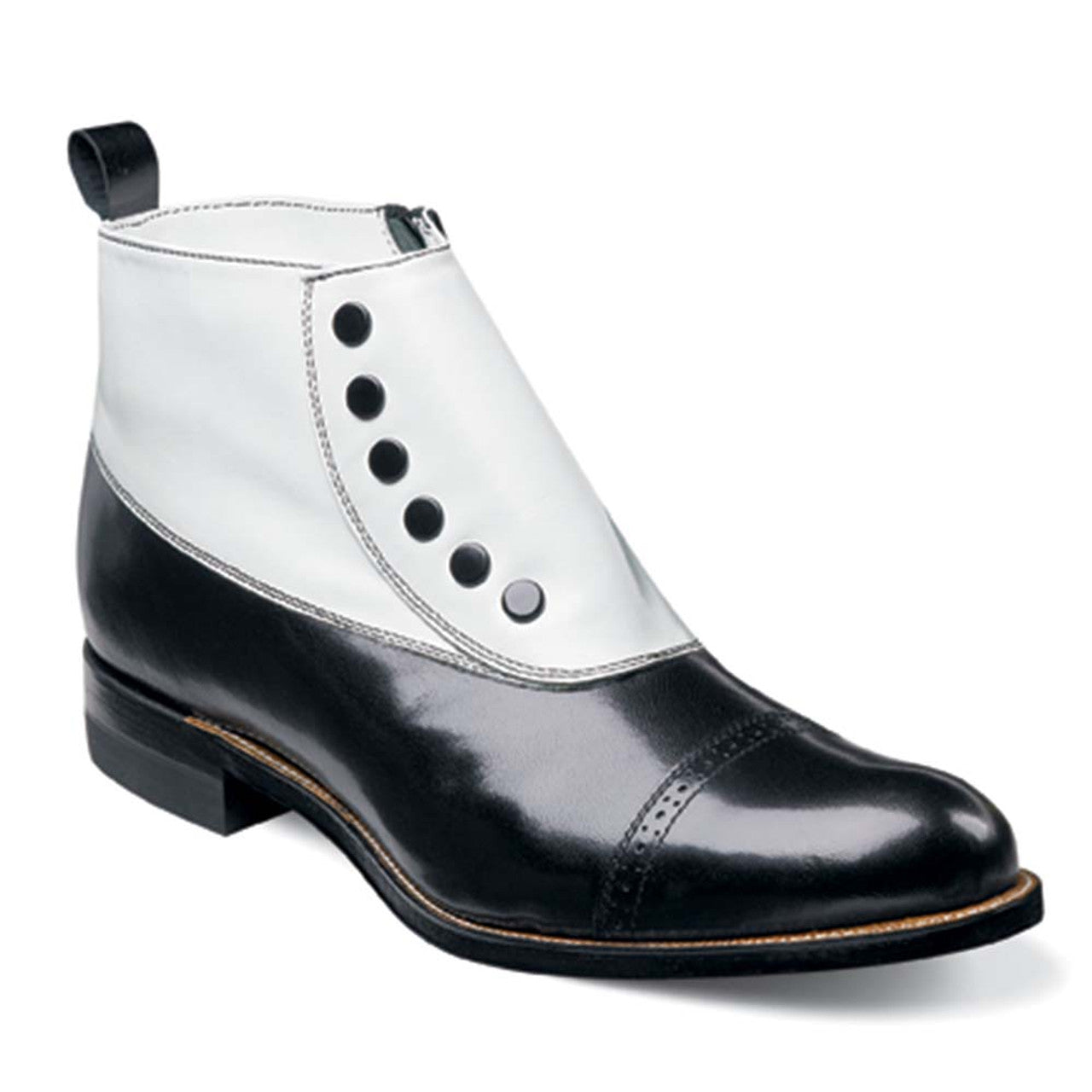 Stacy Adams Madison Black & White Spat Cap Toe Ankle Boot - 6