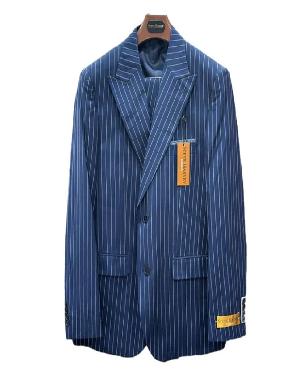 Steve Harvey Navy Three Piece Suit - Coat Size 38