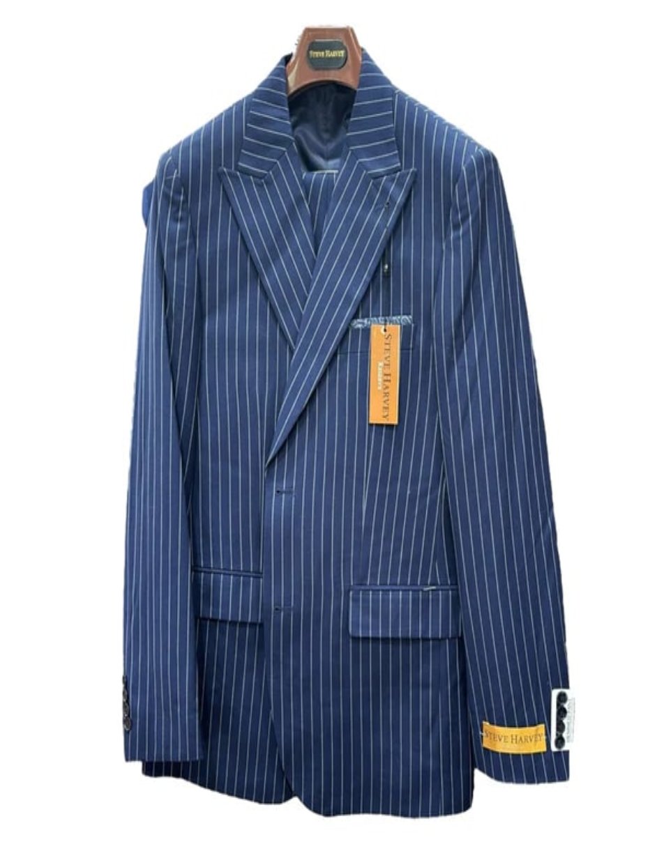 Steve Harvey Navy Three Piece Suit - Coat Size 38