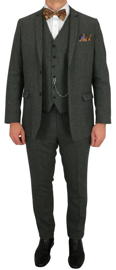 Stinson Tweed Suit - Gray Herringbone - Coat Size 38