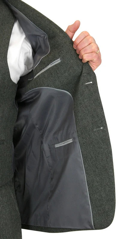 Stinson Tweed Suit - Gray Herringbone - Coat Size 38