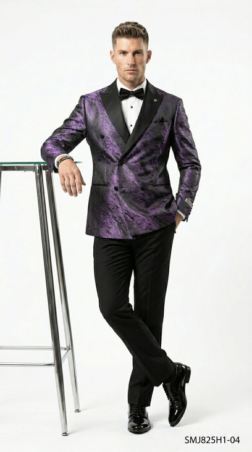 Stacy Adams Men’s High Fashion Pattern Sport Coat, Hybrid Fit Formal Blazer in Bronze, Silver, Red and Purple