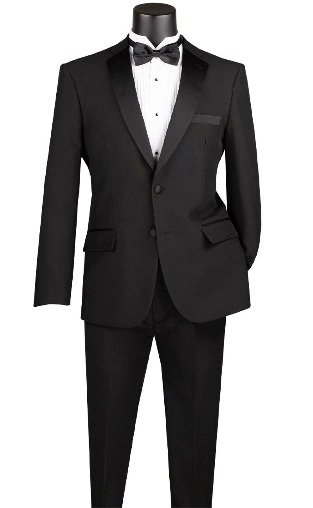 Slim Fit 2 Piece Dress Tuxedo Single Breasted 2 Button Design in Black - Black