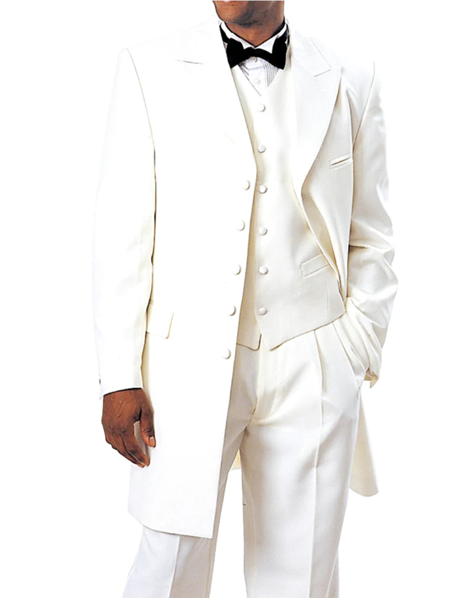 "Mens Long Tuxedo Zoot Suit in Ivory" - 36 Regular
