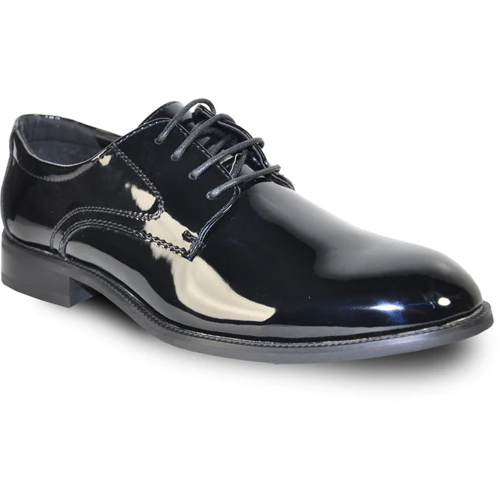 MENS PLAIN ROUND TOE SHINY PATENT SHOE IN BLACK - 6.5M