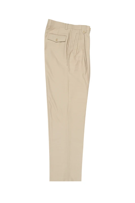 Tiglio Luxe Tan Wide Leg, Pure Wool Dress Pants 2576 TIG1004 - 32