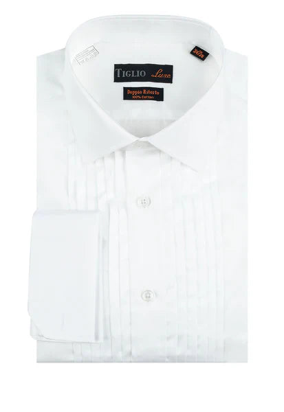 White Tuxedo Shirt, French Cuff, by Tiglio - 14.5 32/33