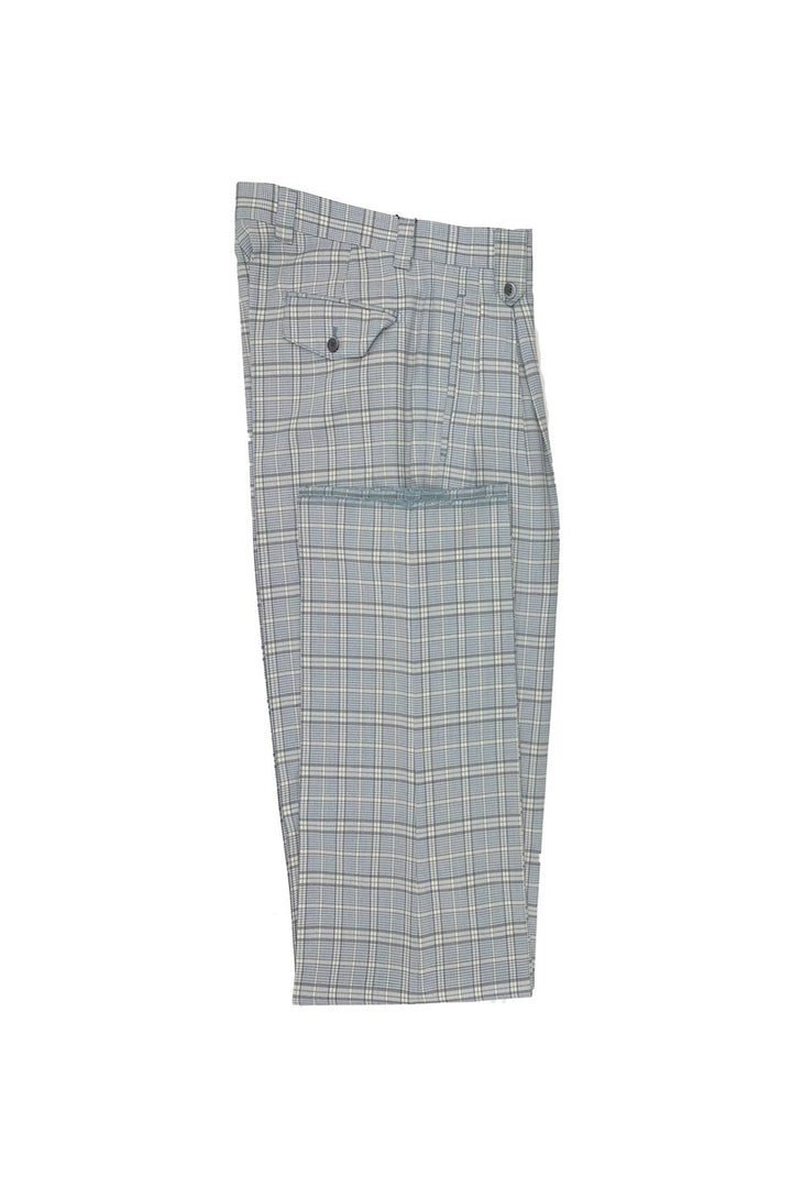 Tiglio Luxe Light Blue Houndstooth with White Windowpane Wide Leg Wool Dress Pant 2576 CT552161 - 34