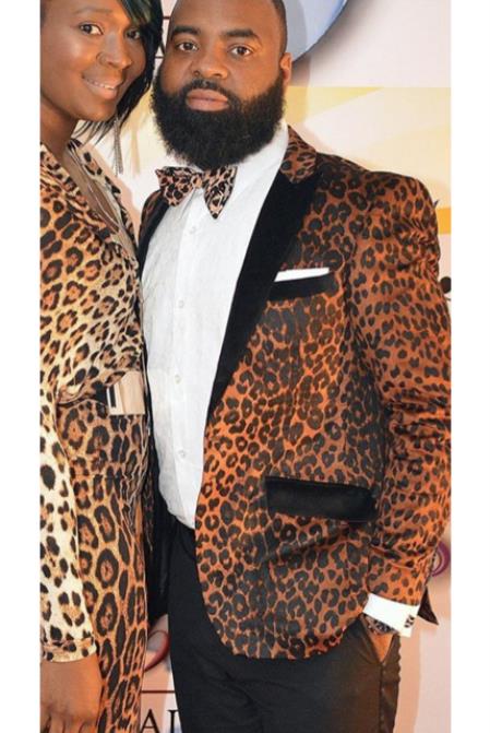 Leopard Tuxedo Jacket - Mens Leopard  Fit Blazer