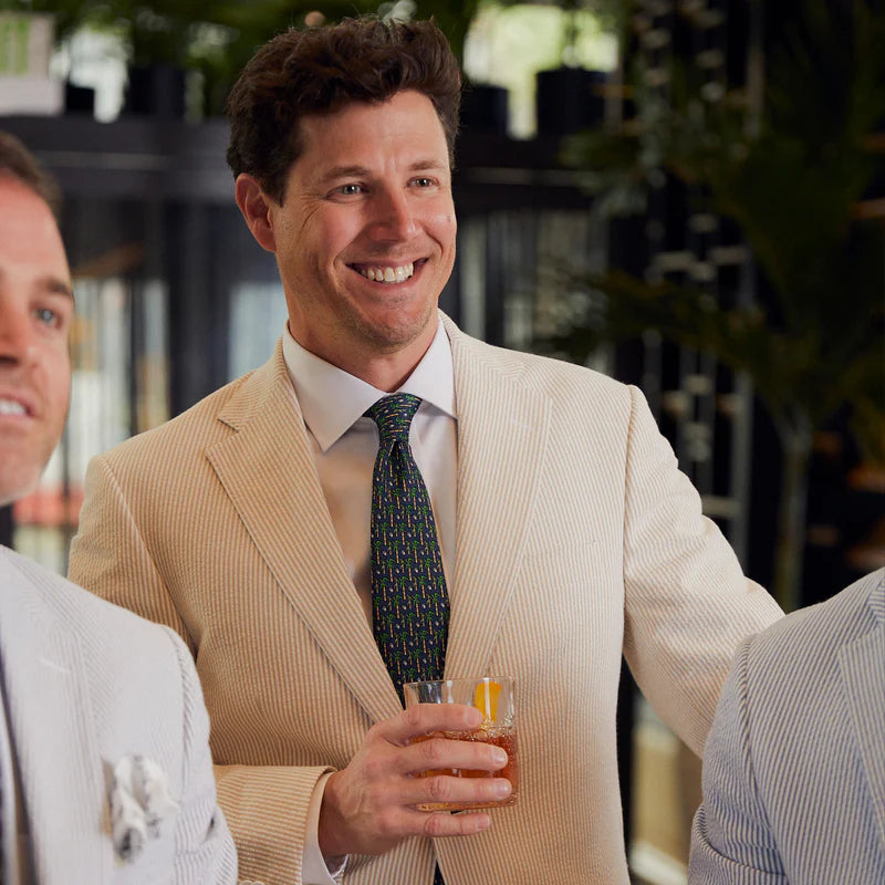 Seersucker Blazer - "Tan Bisque" Seersucker Sport Coat Tan Bisque Seersucker Stretch Sport Coat - 38 R