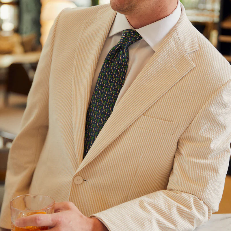 Seersucker Blazer - "Tan Bisque" Seersucker Sport Coat Tan Bisque Seersucker Stretch Sport Coat - 38 R