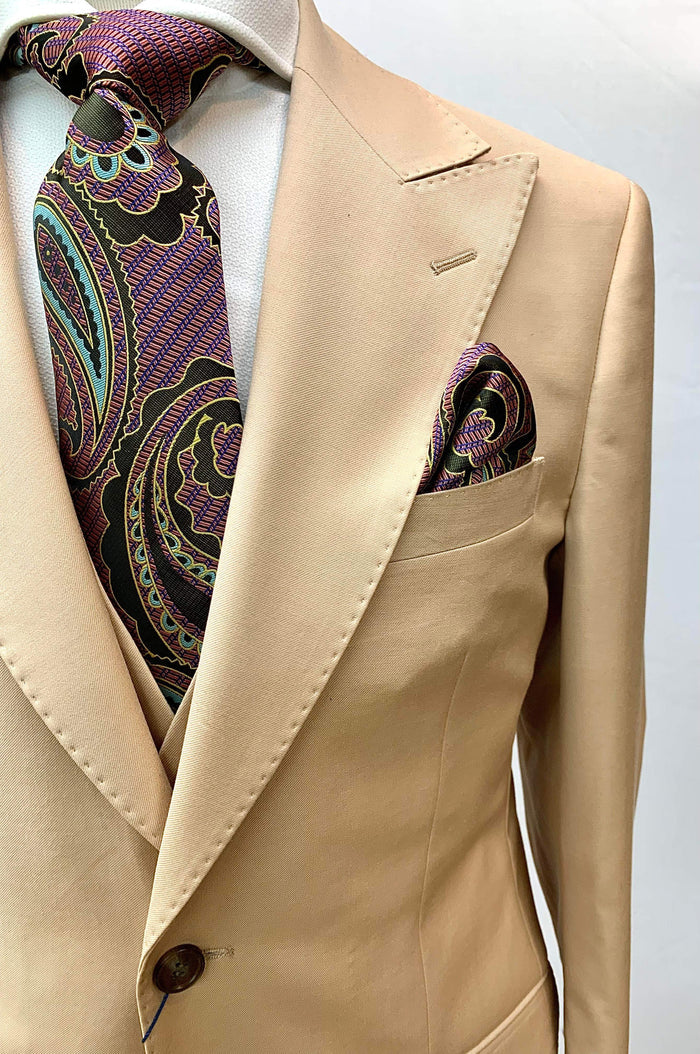 Rossi Man Suit - Tan Gray Black Navy Camel French Blue Suit - 38 Short Jacket+32 Waist Adjustable 28to34)(Height: 5 4 to5 7 )(Neck 15-16.5)S-M)