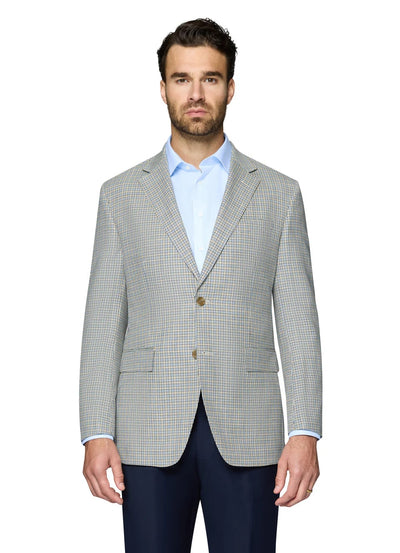 Blue and Tan Modern Fit Wool Sport Coat