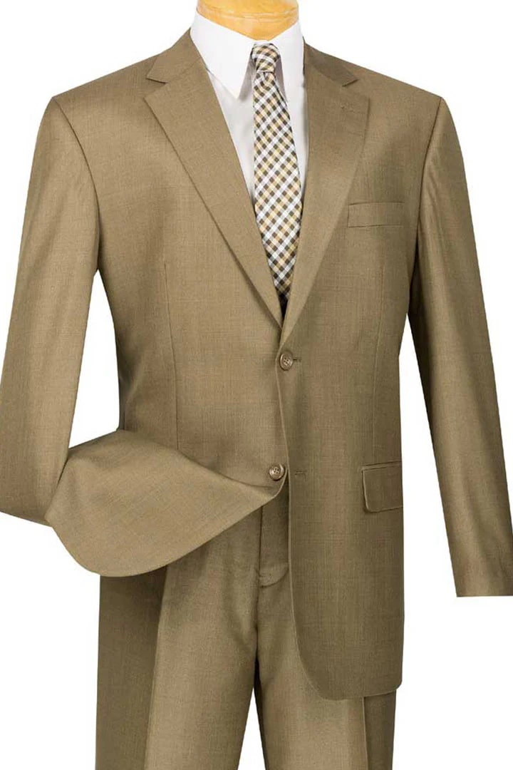 Cheap priced Suit - Mens 2 Button Weave Pattern Sharkskin Taupe Suit