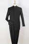 "Black Mandarin Banded Collar Suit for Men - French Front Style"