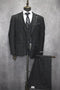 Mens Three Button Notch Lapel Plaid Pattern Suit Charcoal