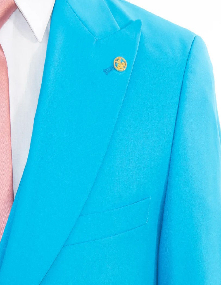 Turquoise 3-Piece Slim-Fit Suit - 34 Short or Extra Small