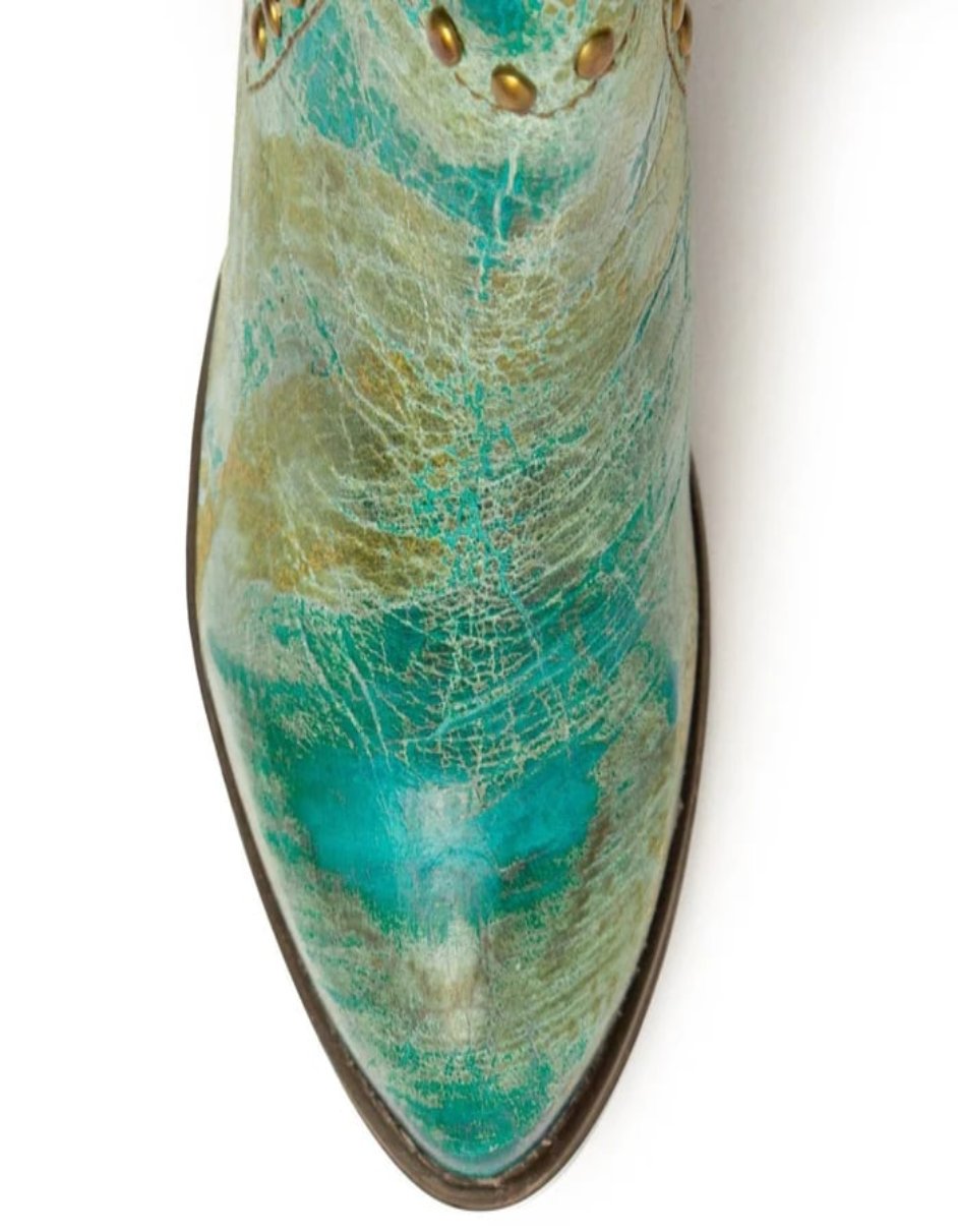 Ferrini Women's Stella Round Toe Ankle Boots Handcrafted - Turquoise - 6B