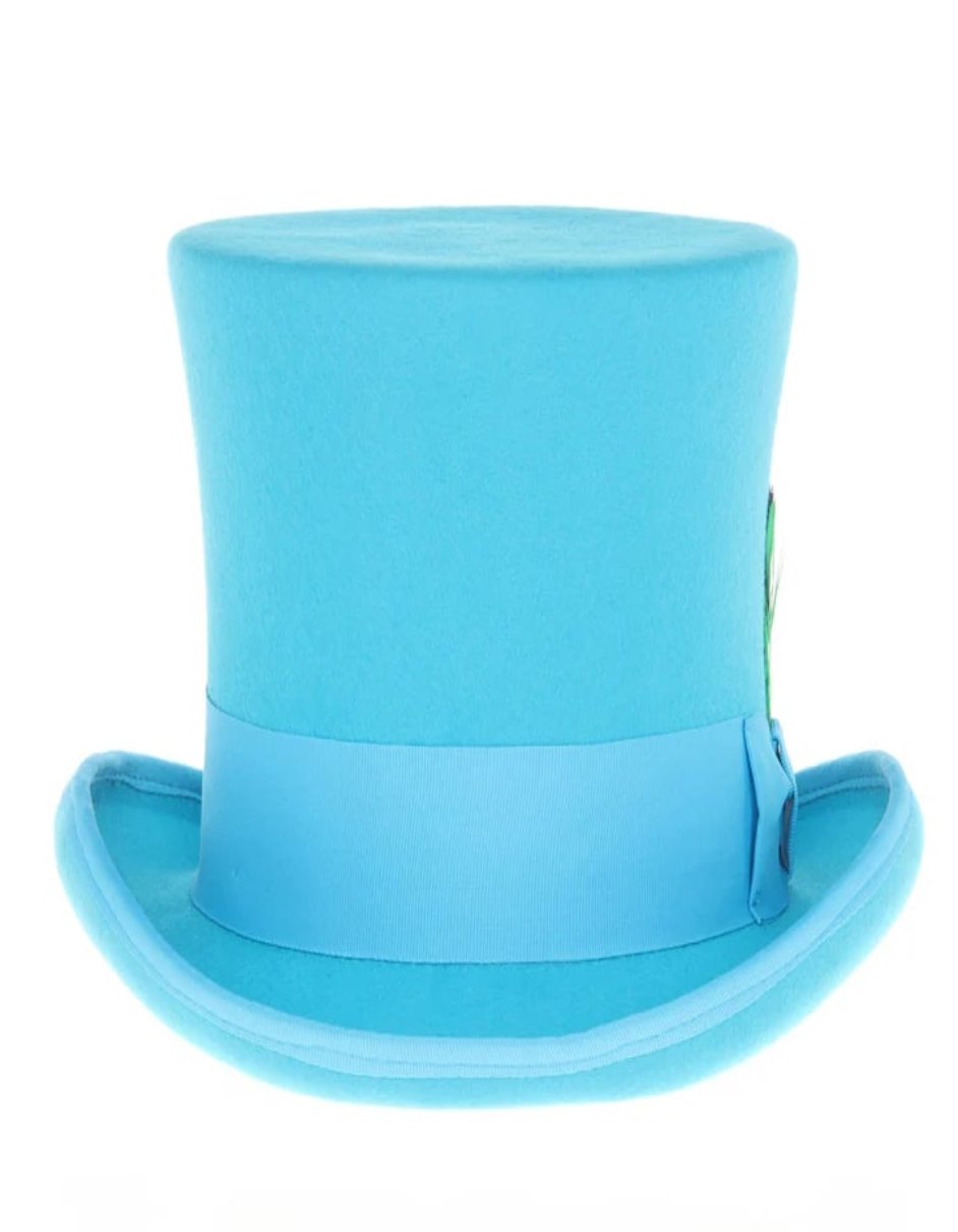 Victorian Steampunk Top Hat - 1800 19th Century - Dressy Loden Felt Top Turquoise Hat - S