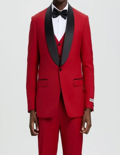 Stacy Adams 3pc Tuxedo Shawl Lapel, Seductive Red