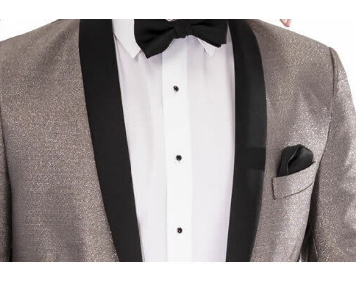 Mens Slim Fit Tuxedo Jacket Black Satin Shawl Lapel - Coat Size 38