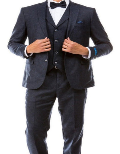 Modern Fit - Mens Single Breasted Two Button Modern Fit Suit Navy