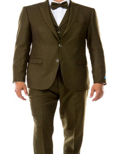 Modern Fit - Mens Single Breasted Two Button Modern Fit Suit Olive
