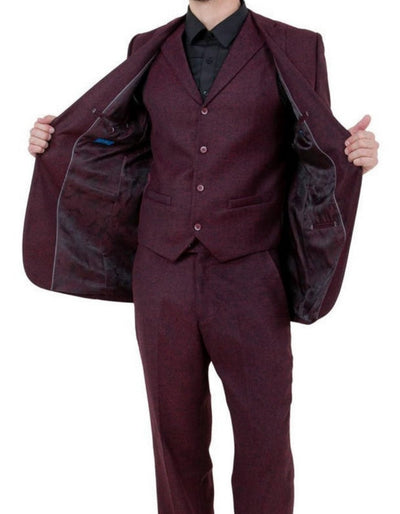 Modern Fit - Mens Single Breasted Two Button Modern Fit Suit Burgundy