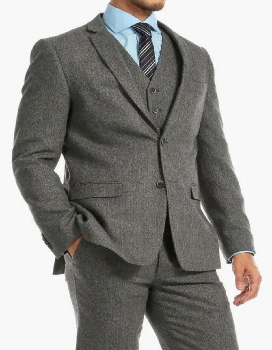 Mens Single Breasted Two Button Slim Fit Suit Gray - Coat Size 38