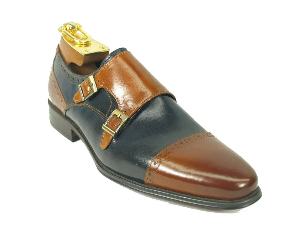 Two Tone Burnished Double Monk Strap - 7
