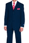"Classic Fit Men's 3-Button Poplin Suit in Navy - Elegant Menswear" blue