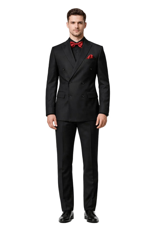 Ultra Slim Fit Double Breasted Charcoal Suit - Narrow Leg Pants - Gucci Cut - Tapered Jacket