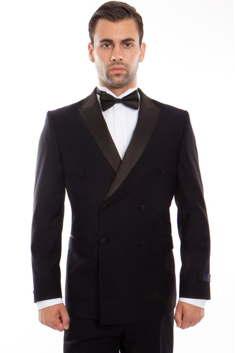 Black Slim Fit Double Breasted Men's Tuxedo - Elegant Formal Wear