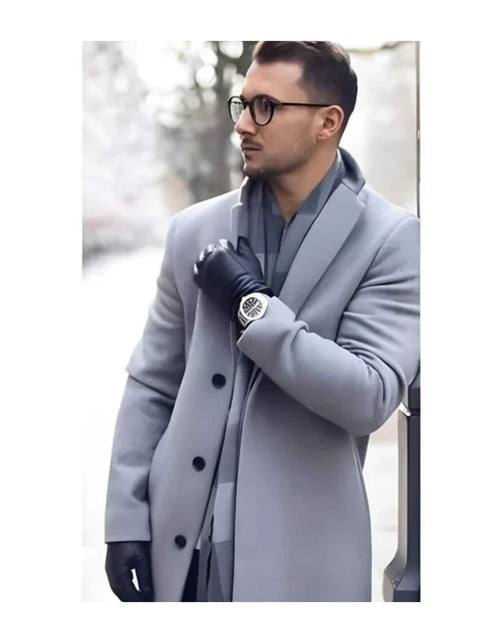 Alberto Nardoni Light Grey Silver Gray Wool Full length 48 inch long Overcoat