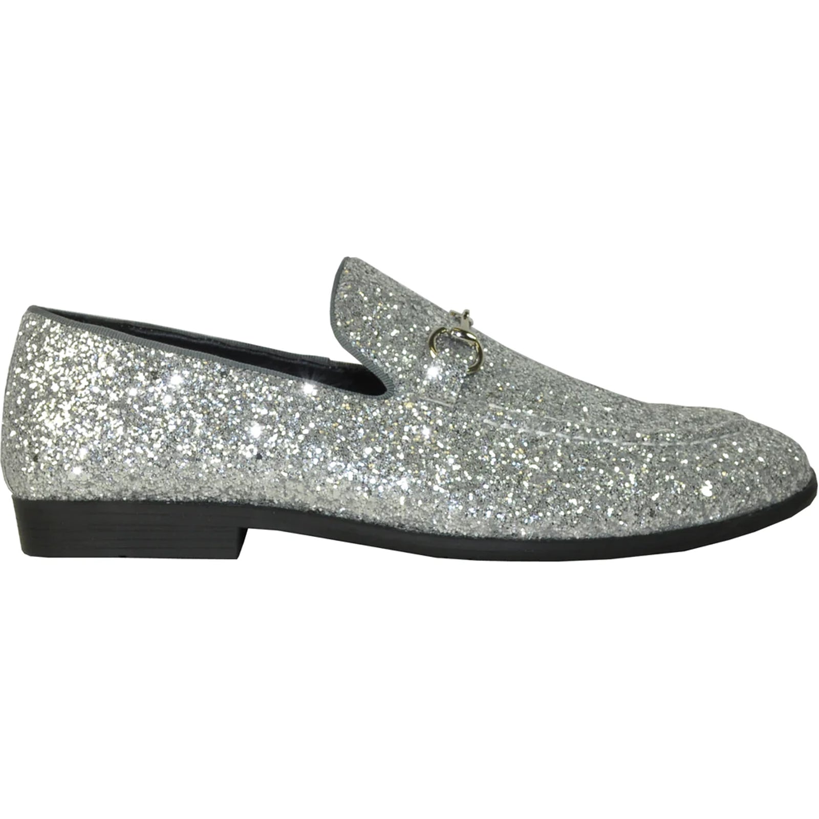 "Silver Sequin Loafer - Modern Men's Prom 2025 Tuxedo Footwear" - 7M