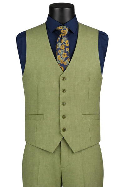 Moss Regular Fit 3-Piece Suit with Vest and Adjustable Waistband Pants