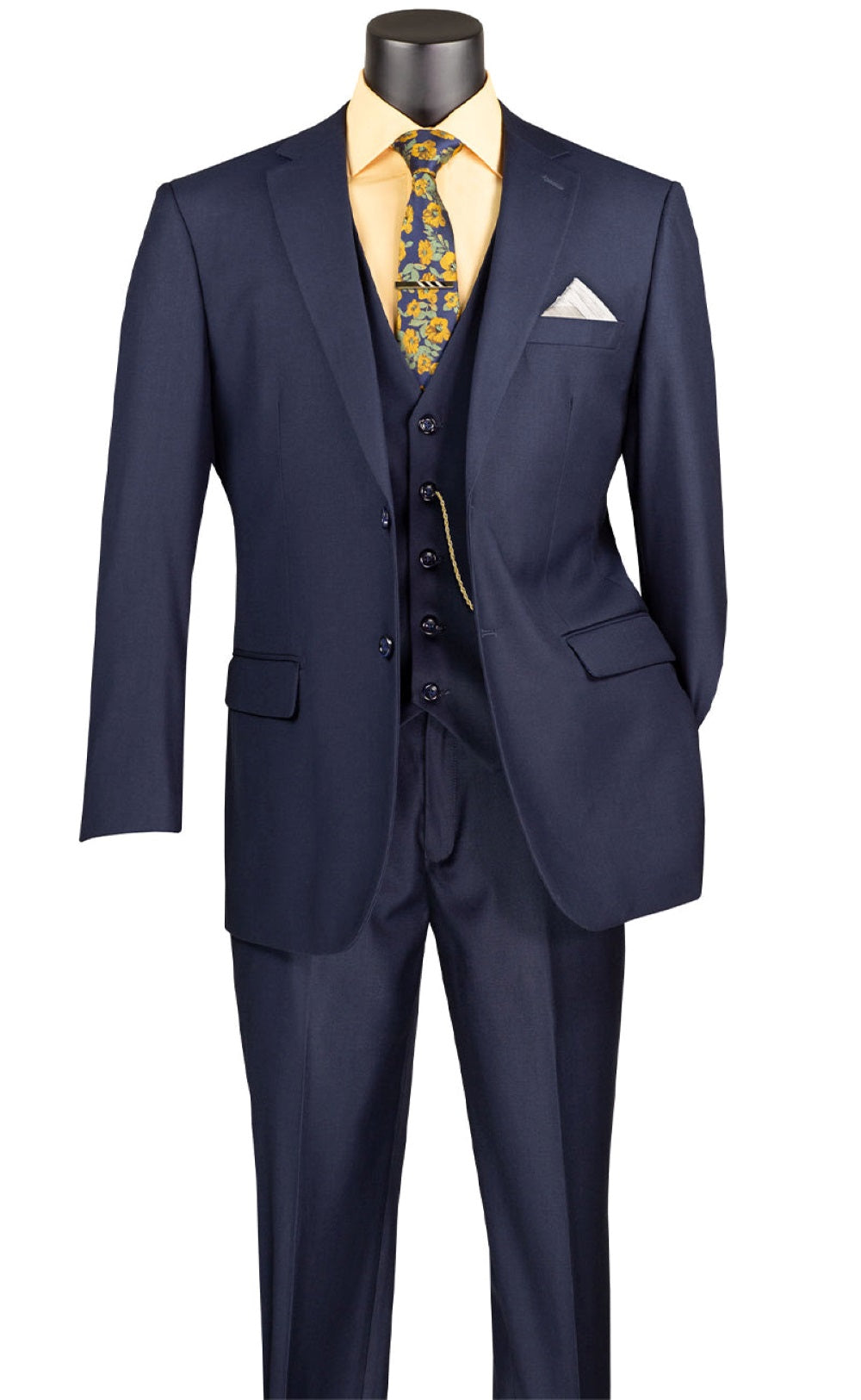 Morgan Collection - Regular Fit 3 Piece Suit 2 Button Navy - Navy