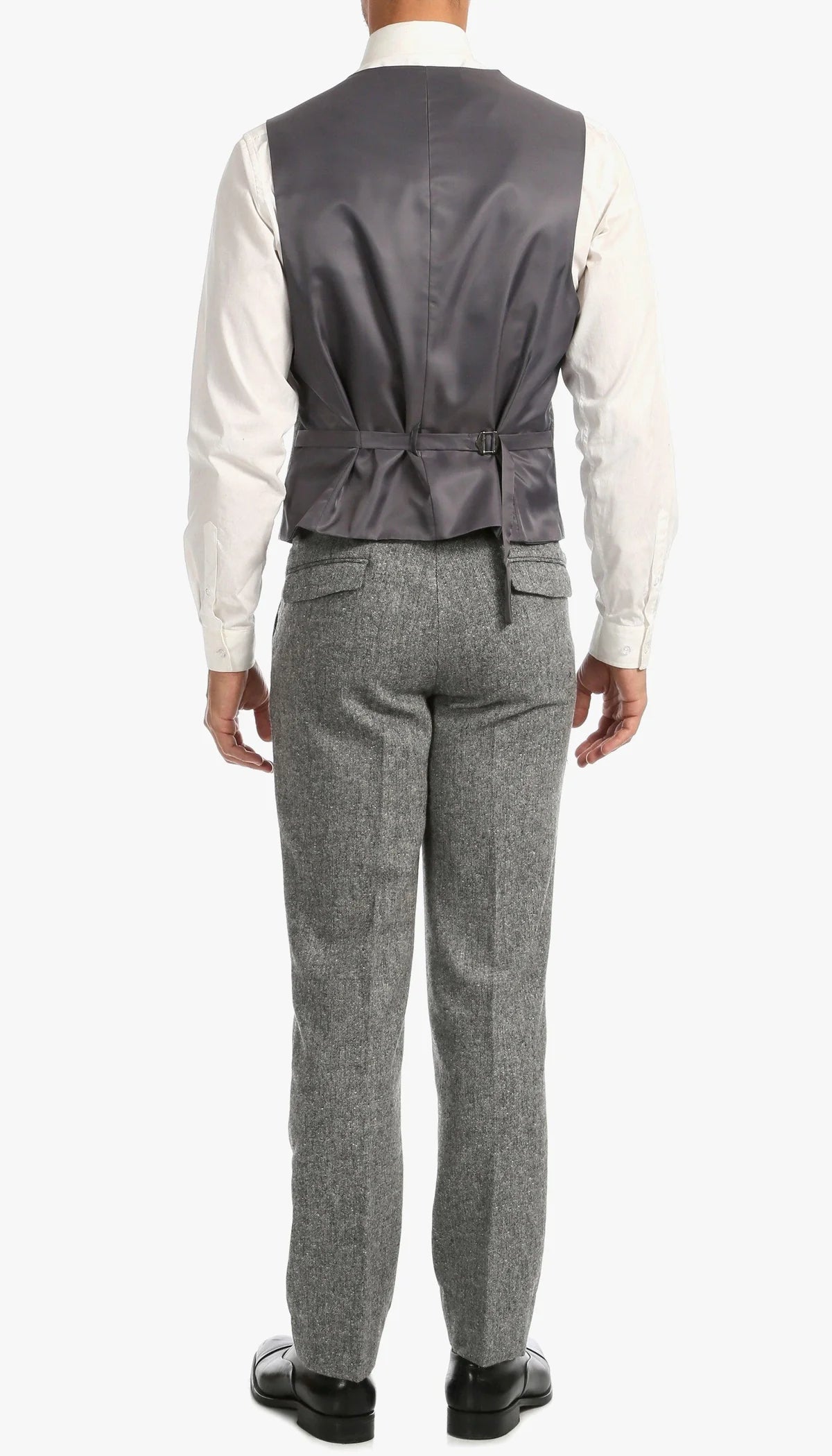 Mens Grey Tweed Three Piece Suit Vintage British Fabric Slim Fit Wedding & Business Wear